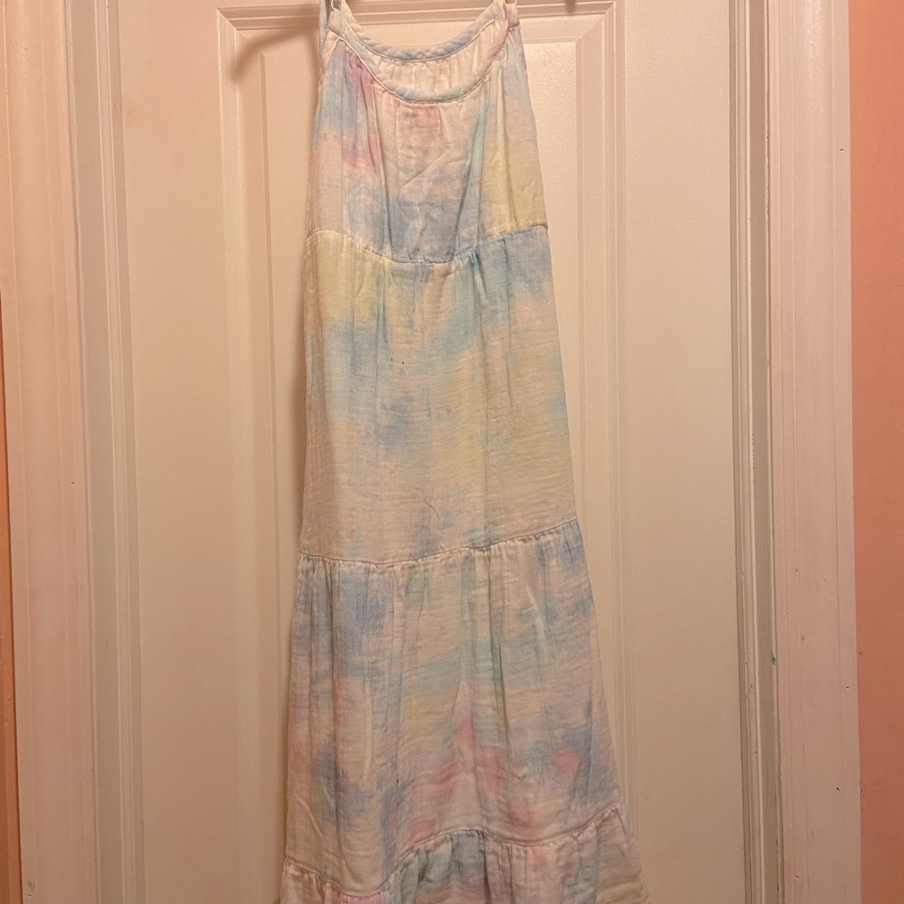 Girls maxi tier sun dress, with straps, size L 10/12